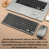 Coofbe Premium 2.4G Kablosuz Bluetooth Klavye Mouse Seti Şarj Edilebilir Telefon Tablet Laptop Klavye Seti - 3