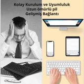 Coofbe Premium 2.4G Kablosuz Bluetooth Klavye Mouse Seti Şarj Edilebilir Telefon Tablet Laptop Klavye Seti - 5
