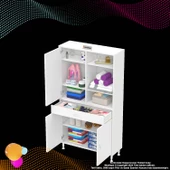 Modilayn AFRA 75x173x32,5 cm 1 Çekmece 3 Kapak 5 Raf 8 Bölme Çok Amaçlı Banyo & Mutfak Dolabı  - 7