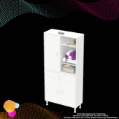 Modilayn AFRA 75x173x32,5 cm 1 Çekmece 3 Kapak 5 Raf 8 Bölme Çok Amaçlı Banyo & Mutfak Dolabı - 8