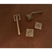 Karo Mat Antik Sarı Kare Rozetli Zamak Wc Banyo Kapı Kolu 1 Takım - 4