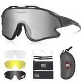 Queshark Polarize Anti-UV Outdoor 4 Lens Ultra Hafif Spor Motorsiklet Bisiklet Güneş Gözlüğü - 6