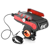 2xT6 Led Telefon Tutuculu Kornalı Powerbankli USB Şarjlı Bisiklet Farı Su Geçirmez 3 Modlu - 1