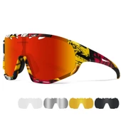 Queshark Polarize Anti-UV Outdoor 5 Lens Ultra Hafif Spor Motorsiklet Bisiklet Kayak Güneş Gözlüğü - 1