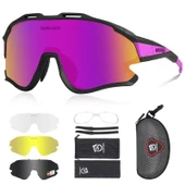 Queshark Polarize Anti-UV Outdoor 4 Lens Ultra Hafif Spor Motorsiklet Bisiklet Güneş Gözlüğü - 4