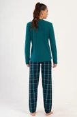 Shopidik  İnterlok 0 Yaka Uzun Kol Pijama Takımı - 4