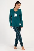Shopidik  İnterlok 0 Yaka Uzun Kol Pijama Takımı - 1