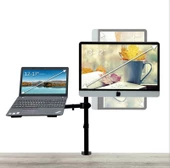 TechTic Ergonomik Çift Kol Monitör Laptop Tutucu 360° Dönen 10-32 Mönitör Tutucu 12-17 Laptop Standı - 1