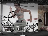 Koşan Kadın Temalı Spor Salonu Duvar Kağıdı Baskı thumbnail 4