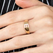 8 Ayar Altın Taşlı Harf Yüzük - 1