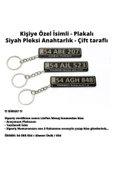 Kişiye Özel İsimli - Siyah Plakalı - Pleksi Anahtarlık - Çift taraflı - 1 adet - 1
