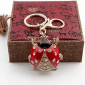 Kristal Taşlı Uğur Böceği Anahtarlık Kırmızı No.2 thumbnail 3