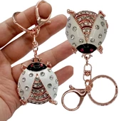 Kristal Taşlı Uğur Böceği Anahtarlık Beyaz No.1 thumbnail 4