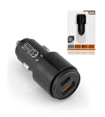 45W PD USB Oto Şarj Kafa Hızlı Şarj Çakmaklık Adaptörü, USB-C ve USB-A Çıkışlı, iPhone ve Android Uyumlu - 1
