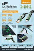 Azeada 65w Çoklu USB Type-C ve Lightning Örgülü Şarj Ve Data Kablosu - 1.5 Metre 65 W - 2