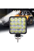 Universal Off Road Sis Farı, 16 Led Kare Çalışma Lambası 1 Adet 12-24v, 48w - 1
