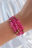 Pembe Renk Zirkon Taşlı İpli Çoklu Bileklik - EBJ240928W28244 thumbnail 1