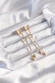 Gold Renk Sallantılı Düğüm Model Kelebek Küpe - EBJ240928W28372 thumbnail 2