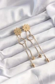 Gold Renk Sallantılı Düğüm Model Papatya Küpe - EBJ240928W28373 thumbnail 1