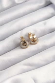Gold Renk Zirkon Taşlı Halka Model Küpe - EBJ240928W28375 thumbnail 2