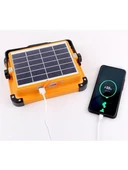CT-4698 Güneş Enerjili Solar 200W Watt LED Projektör Taşınabilir Sarı Beyaz ve Çakar Işık Lamba AA182 - 2