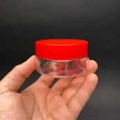 50 Ml Kırmızı Kapaklı İç Tıpalı Pet Kavanoz , 50 Cc Plastik Krem Kavanozu x 6 Adet - 1