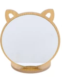 Kedi Ayna Ahşap Standlı Masa Üstü Makyaj Aynası Make Up 14CM E50 - 1