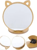 Kedi Ayna Ahşap Standlı Masa Üstü Makyaj Aynası Make Up 14CM E50 - 3