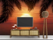 Günbatımı Palmiye Deniz Manzaralı Duvar Kağıdı Baskı thumbnail 4