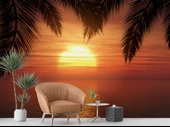 Günbatımı Palmiye Deniz Manzaralı Duvar Kağıdı Baskı thumbnail 7