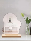 Hubstein 23 cm x 19 cm Düzensiz Estetik Makyaj Aynası Çerçevesiz, Dekoratif Masa Üstü Ayna Yatak Odası E54 - 2