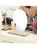 Asimetrik Makyaj Aynası Ahşap Masa Aynası Çerçevesi Tasarım Dekoratif Ayna E56 - 2