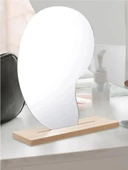 Asimetrik Makyaj Aynası Ahşap Masa Aynası Çerçevesi Tasarım Dekoratif Ayna E56 - 1