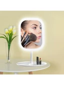 Masaüstü Dokunmatik Makyaj Aynası LED Işıklı Beyaz Renk Make Up Mirror 3 Modlu Standlı E63 - 2