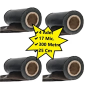 Palet Siyah Dilimli Streç 25 CM 17 Mic.  1000Gr / 300mt. Siyah 4 Adet - 1