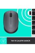 logitech M170 Usb Alıcılı Kablosuz Kompakt Mouse - Gri - 6