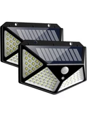 2'li 100LED Solar Hareket Sensörlü Güneş Enerjili 3 Mod Duvar Bahçe Karavan Kamp Lambası D02 - 2