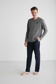 U.S Polo Assn. 18752 Erkek Uzun Kol V Yaka Pijama Takımı - 1