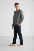U.S Polo Assn. 18752 Erkek Uzun Kol V Yaka Pijama Takımı - 3