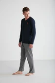 U.S Polo Assn. 18752 Erkek Uzun Kol V Yaka Pijama Takımı - 8