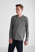 U.S Polo Assn. 18752 Erkek Uzun Kol V Yaka Pijama Takımı - 4