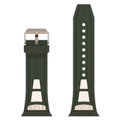 Apple Watch 10 Serisi 46mm Redclick KRD-117 Terletmeyen Delikli Metal Süs Desenli Silikon Kordon thumbnail 3