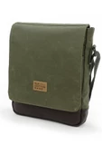 Old Cotton 7112 Western Haki Suya Dayanıklı Okul- Tablet - Çapraz Askılı Omuz Postacı Çantası - 1