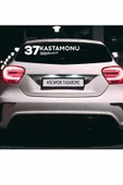 Kastamonu 37 Plaka Kodlu Beyaz Araç Sticker Hanönü İlçe Yazılı Özel Tasarım 40x8 cm  Şehir ve İlçe Temalı Kaliteli Sticker - 4