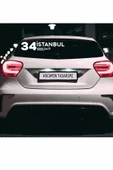 İstanbul 34 Plaka Kodlu Beyaz Araç Sticker Fatih İlçe Yazılı Özel Tasarım 40x8 cm  Şehir ve İlçe Temalı Kaliteli Sticker - 4
