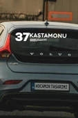 Kastamonu 37 Plaka Kodlu Beyaz Araç Sticker Hanönü İlçe Yazılı Özel Tasarım 40x8 cm  Şehir ve İlçe Temalı Kaliteli Sticker - 1