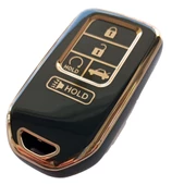 Honda Civic Accord Uyumlu Smart Anahtar Kılıfı Kumanda Kılıfı Oto Anahtarlık Siyah Gold - 2