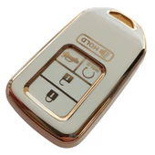 Honda Civic Accord Uyumlu Smart Anahtar Kılıfı Kumanda Kılıfı Oto Anahtarlık Beyaz Gold - 4
