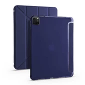 iPad Pro 12.9 2020 (4.Nesil) Kılıf Tri Folding Kalem Bölmeli Standlı Kılıf - 12