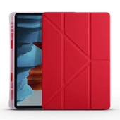 Samsung Galaxy Tab S7 Plus T970 Kılıf Tri Folding Kalem Bölmeli Standlı Kılıf - 6